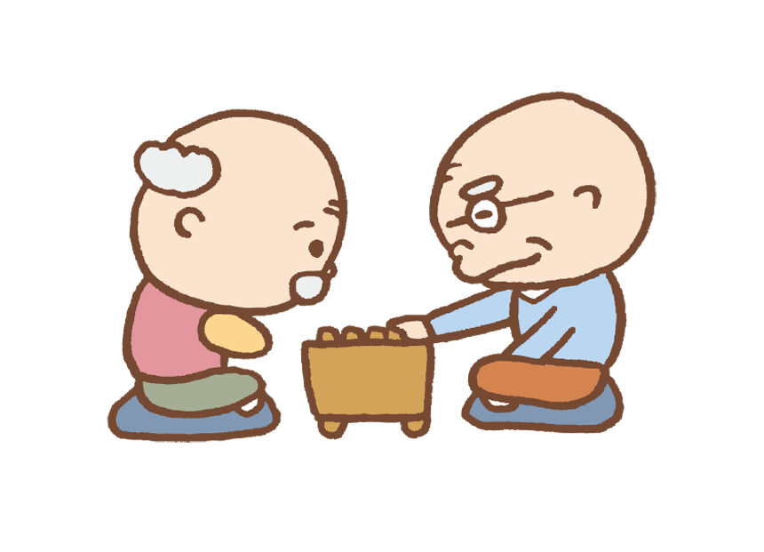 囲碁・将棋をするじいじ