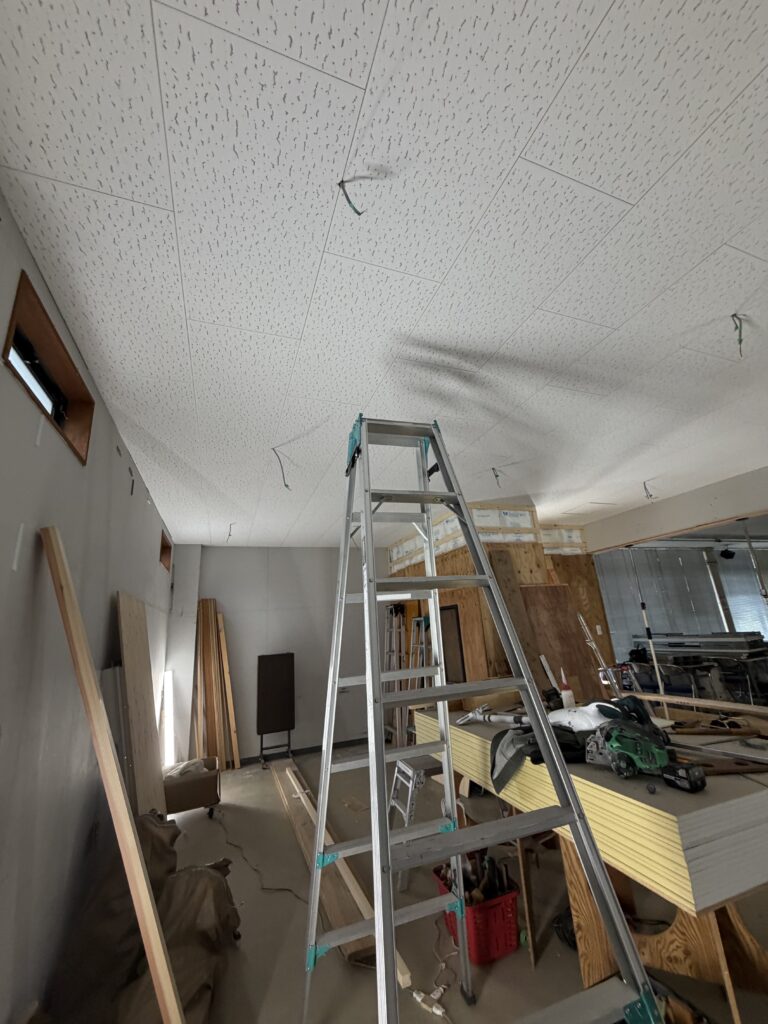 足場を外しているので、脚立が必須。